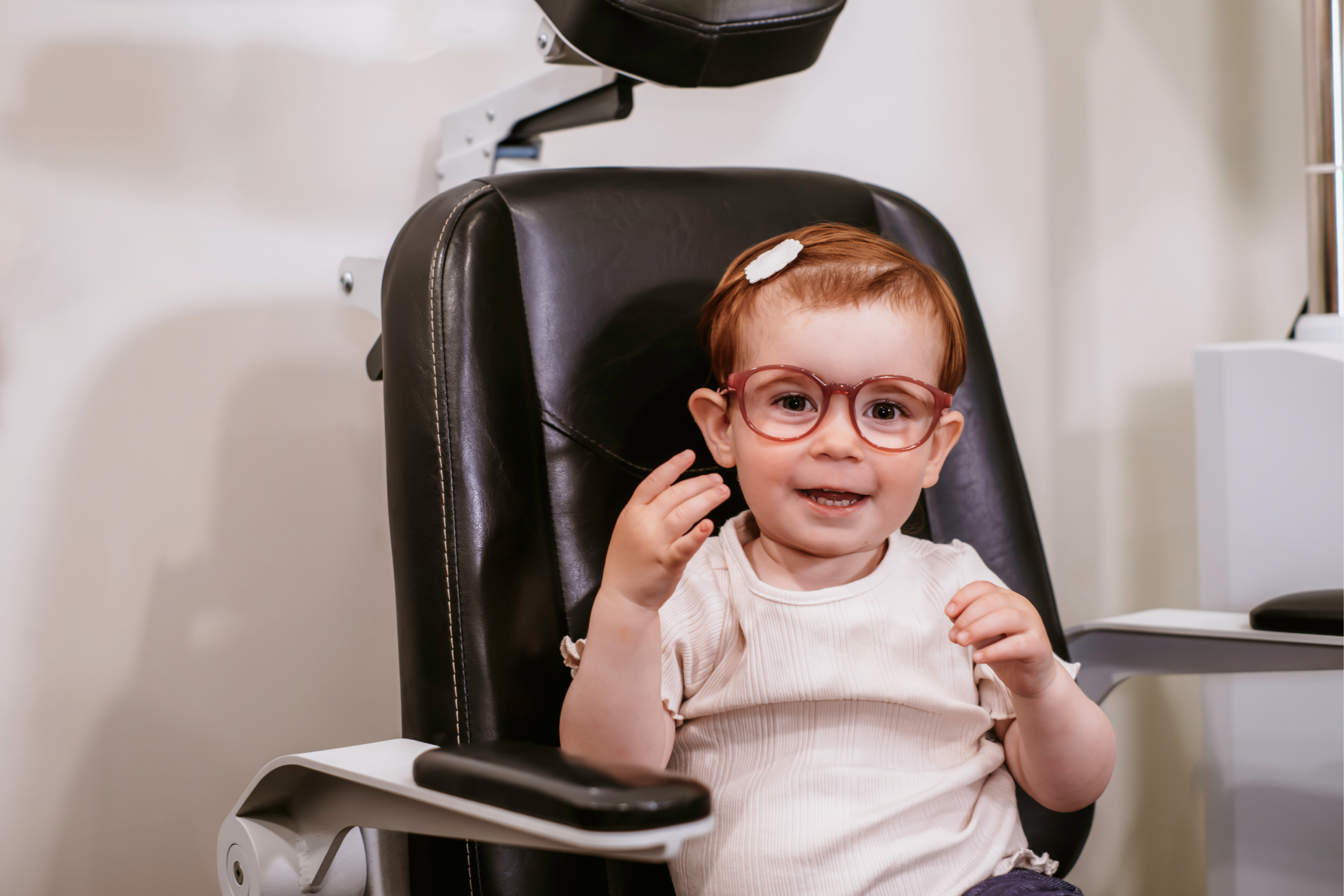 Young patients having fun during their eye exams at Aurora Eye Care.