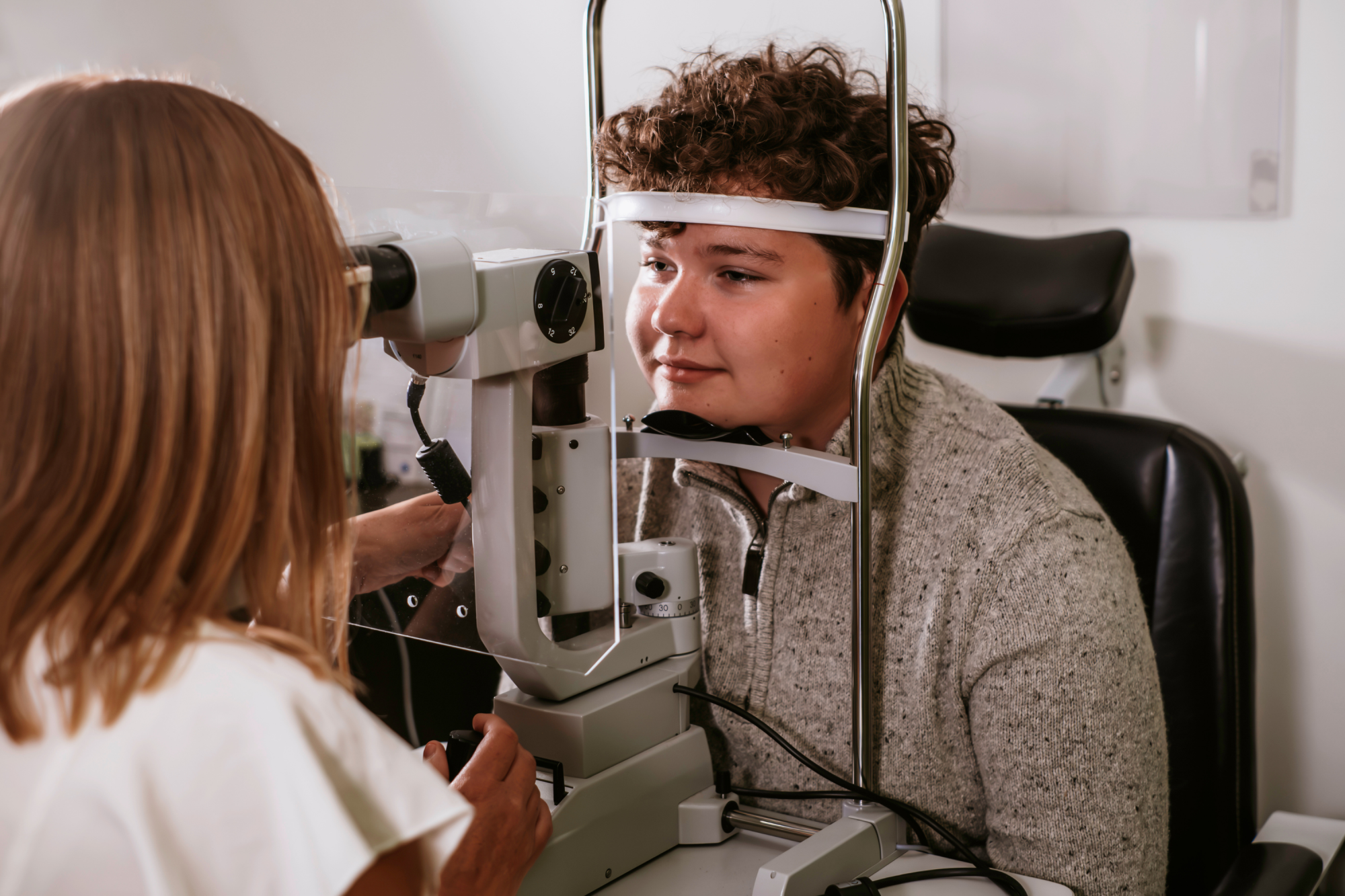 Aurora Eye Care optometry exam room showing advanced eye testing equipment