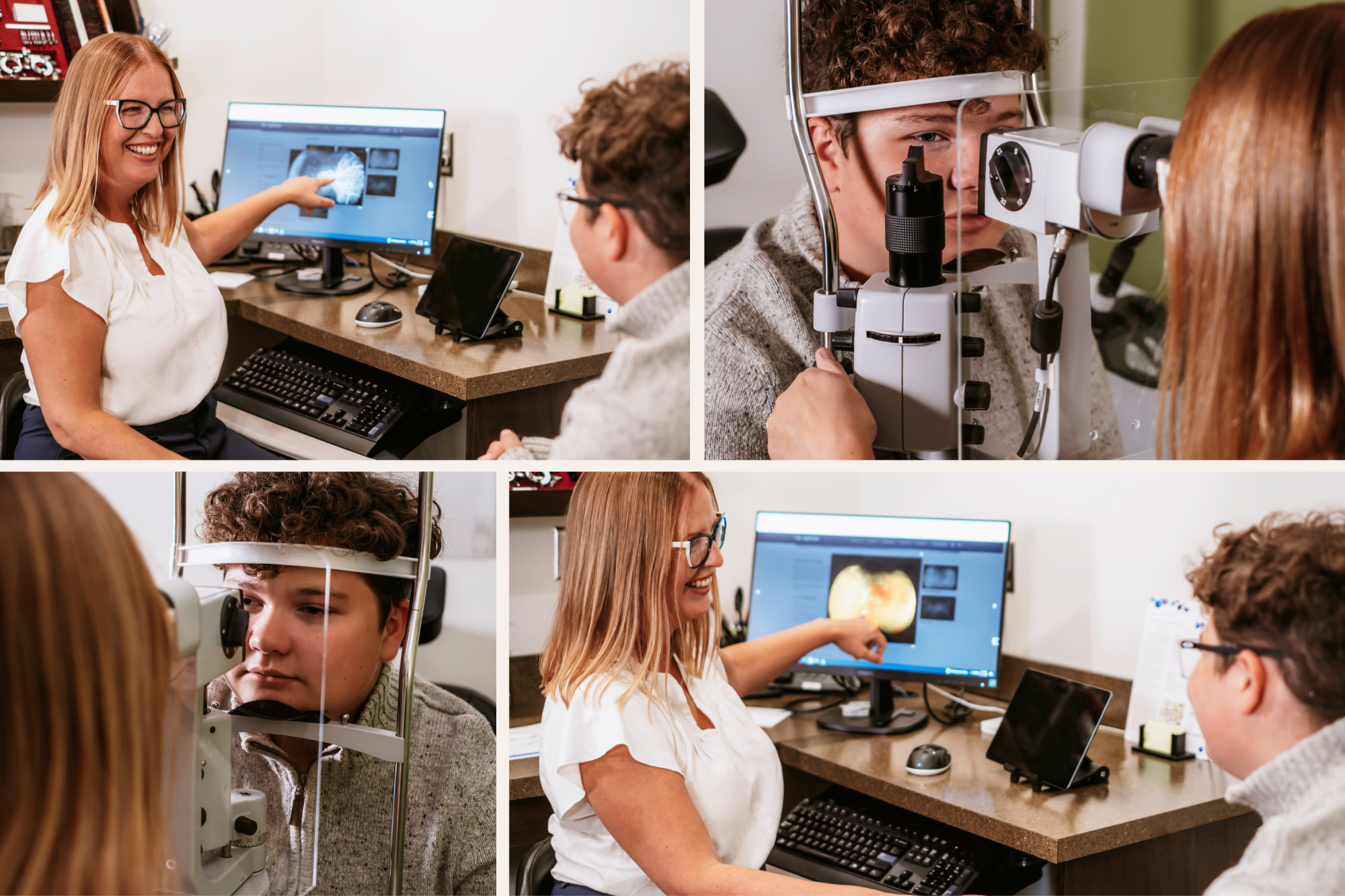 Optometrist explaining personalized eye care options to a patient